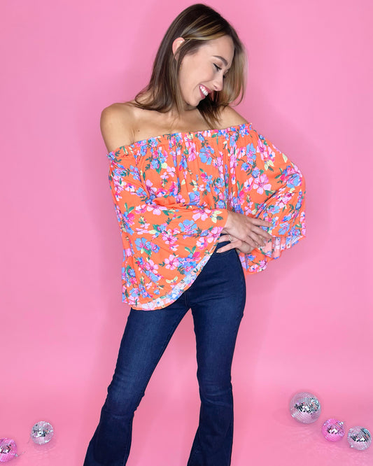 Falling Slowly Floral Off-the-Shoulder Top