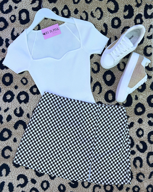 "A" Student Brown Checkered Mini Skirt