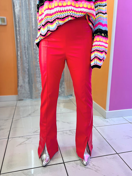 Date Night Kiss Red Leather Pants