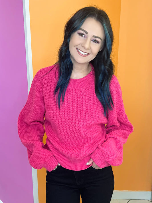 Don't Be A Tease Pink Knit Sweater
